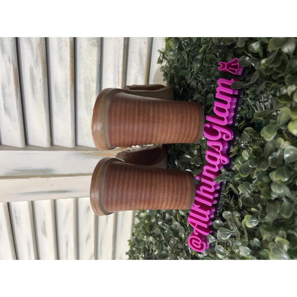 J.Crew Brown Leather wood Mule 4in Heel 10 boho - Picture 7 of 7
